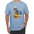 thumbnail image 1 of Funny Graphic Astronaut Cat in Space on Cheeseburger | Mens Cat Lover Graphic T-Shirt, Light Blue, X-Large, 1 of 4