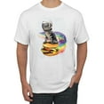 thumbnail image 1 of Funny Graphic Astronaut Cat in Space on Cheeseburger | Mens Cat Lover Graphic T-Shirt, White, Small, 1 of 3