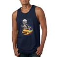 thumbnail image 1 of Funny Graphic Astronaut Cat in Space on Cheeseburger | Mens Cat Lover Graphic Tank Top, Navy, Medium, 1 of 3