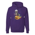 thumbnail image 1 of Funny Graphic Astronaut Cat in Space on Cheeseburger | Mens Cat Lover Hooded Sweatshirt Graphic Hoodie, Purple, 2XL, 1 of 3