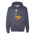 thumbnail image 1 of Funny Graphic Astronaut Cat in Space on Cheeseburger | Mens Cat Lover Hooded Sweatshirt Graphic Hoodie, Vintage Heather Navy, Medium, 1 of 3