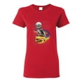 thumbnail image 1 of Funny Graphic Astronaut Cat in Space on Cheeseburger | Womens Cat Lover Graphic T-Shirt, Red, Small, 1 of 3