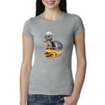 thumbnail image 1 of Funny Graphic Astronaut Cat in Space on Cheeseburger | Womens Cat Lover Slim Fit Junior Tee, Heather Grey, Small, 1 of 3