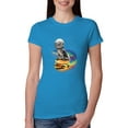 thumbnail image 1 of Funny Graphic Astronaut Cat in Space on Cheeseburger | Womens Cat Lover Slim Fit Junior Tee, Turquoise, Large, 1 of 3