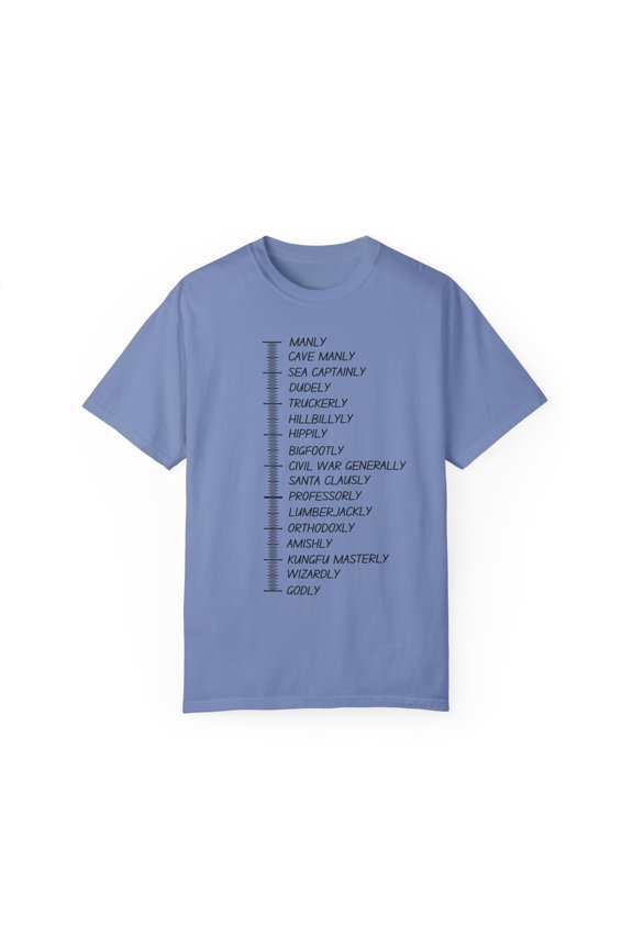 Funny Graphic Beard Length Growth Men Gag Sign Pun Chart Novelty Beard Husband Mom Father Sarcasm Wife Unisex Garment-Dyed T-shirt