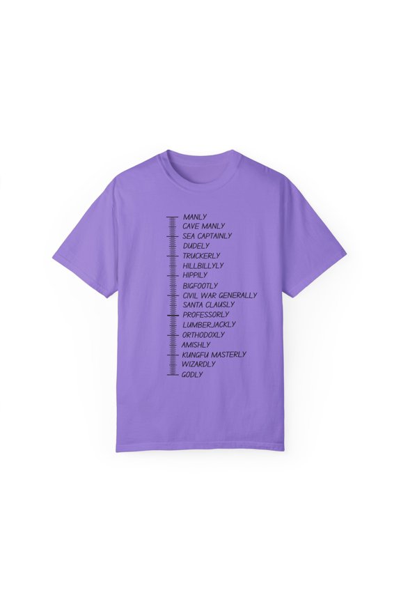 Funny Graphic Beard Length Growth Men Gag Sign Pun Chart Novelty Beard Husband Mom Father Sarcasm Wife Unisex Garment-Dyed T-shirt