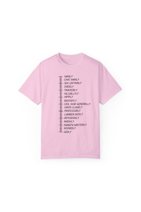 Funny Graphic Beard Length Growth Men Gag Sign Pun Chart Novelty Beard Husband Mom Father Sarcasm Wife Unisex Garment-Dyed T-shirt