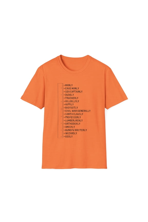 Funny Graphic Beard Length Growth Men Gag Sign Pun Chart Novelty Beard Husband Mom Father Sarcasm Wife Unisex Softstyle T-Shirt