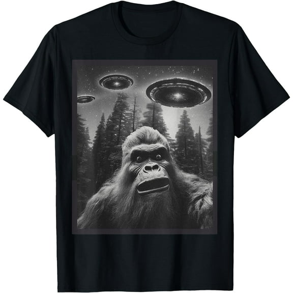 Funny Graphic Bigfoot Sasquatch Alien UFO Unisex T-Shirt for Men Women Kids