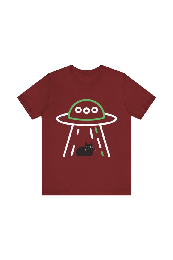 Funny Graphic Cat Knife UFO Alien Abduction Women Men | Novelty Graphic Cat UFO Alien Abduction Abducted  Unisex Jersey Short Sleeve Tee