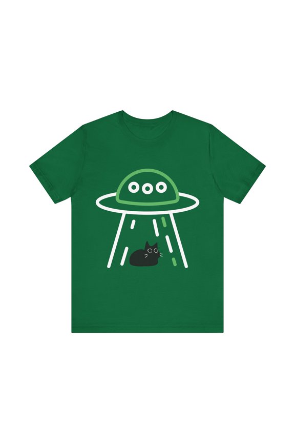 Funny Graphic Cat Knife UFO Alien Abduction Women Men | Novelty Graphic Cat UFO Alien Abduction Abducted  Unisex Jersey Short Sleeve Tee