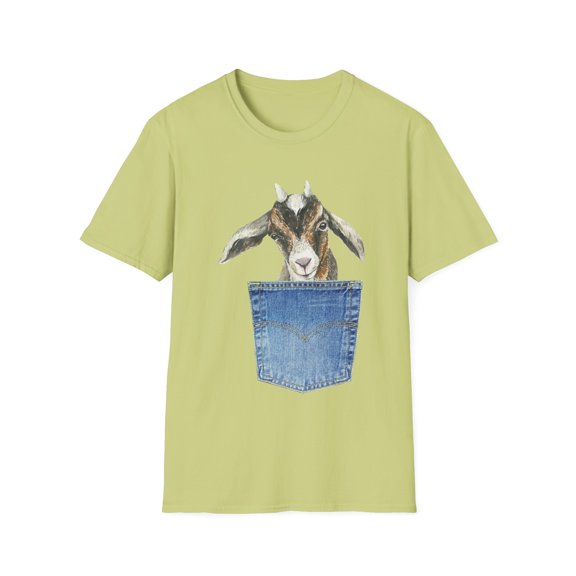 Funny Graphic Pocket Baby Goats Animal Men Women Goats Novelty Goats School Pocket Bab Husband Wife Mom Unisex Softstyle T-Shirt