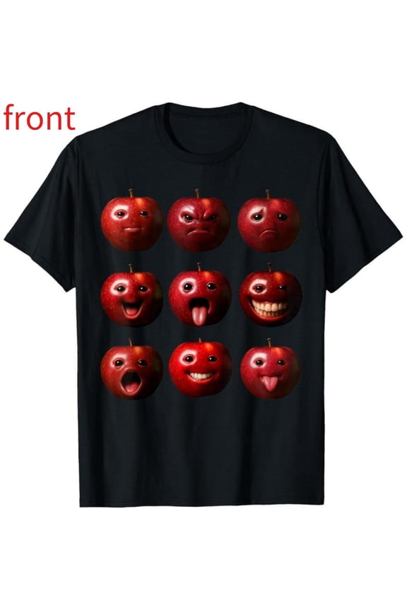 Funny Graphic T-Shirt for Women, Apple Meme Tee, Streetwear Top,Apple Humor Gift , Fruit Lovers,Fashion,cotton,black,S-5XL