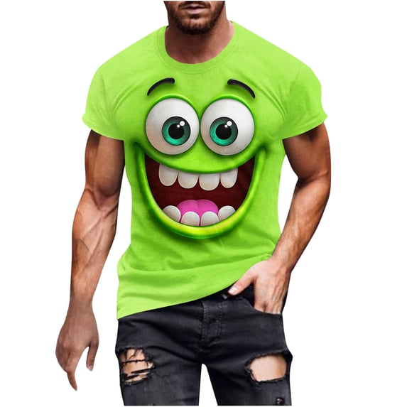 Funny Graphic T-Shirts for Men Crewneck Short Sleeve Tee Breathable Casual Top for Spring Summer & Outdoor Mint Green-2 L