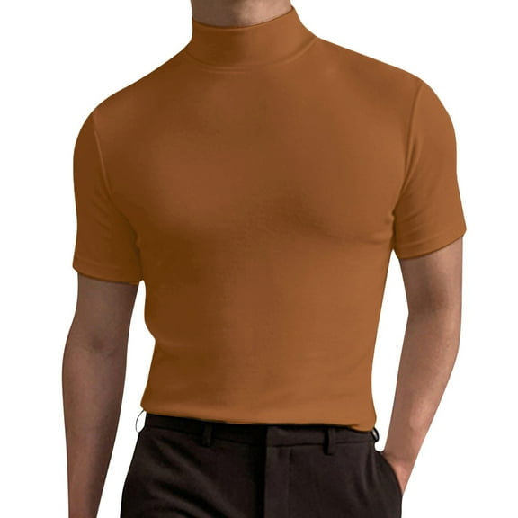 Funny Graphic T-Shirts for Men Trendy Casual Streetwear Shirts Male Spring And Summer Solid T Shirt Blouse High Turtleneck Short Sleeve Tops T Shirt