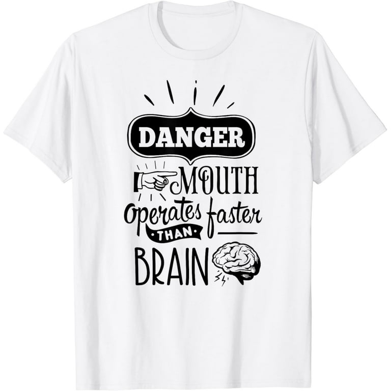 Danger Mouth Operates Faster Than Brain Funny Vinyl Sticker 2-Pack - 5 Inch Laminated Decal