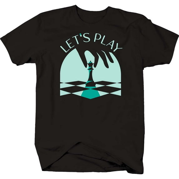Funny Graphic Tee Let's Play Chess Shirt Large Black