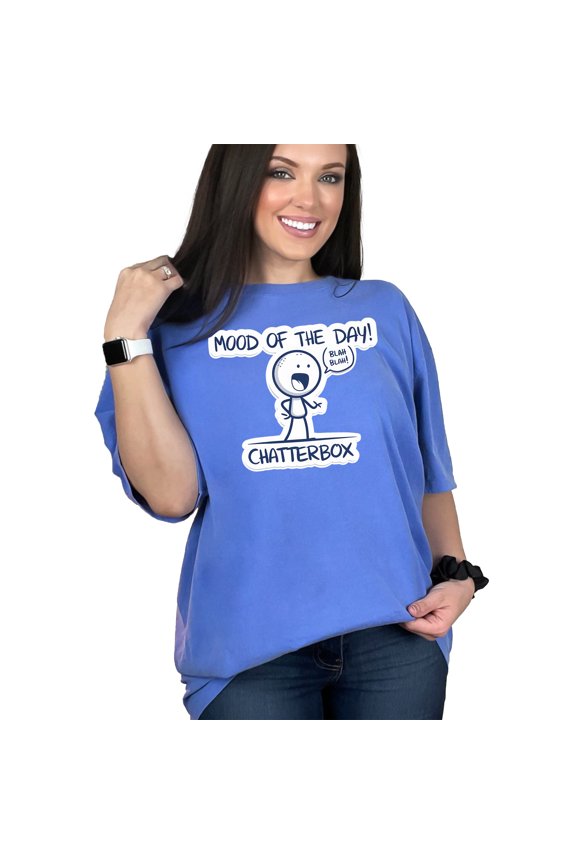 Funny Graphic Tee, Mood of the Day T-Shirt, Chatterbox Blah Blah Design, Casual Humor Tee, Unique Gift Idea, Unisex Funny Shirt, Flo Blue Comfort Colors T-Shirt, Small