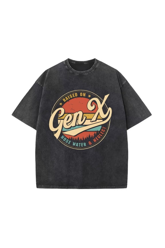Funny Graphic Tee,Tops Has"Gen X"themed Graphic,Round Neck Regular Fit T-shirts, Size(S-2XL)