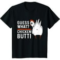 thumbnail image 1 of Funny Graphic Tee,Tops Has"Guess What? Chicken Butt" Text With Chicken Pattern,Round Neck Regular Fit T-shirts, Size(S-5XL), 1 of 5