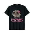 thumbnail image 1 of Funny Graphic Tee,Tops Has"I AM LITERALLY JUST A GIRL"Cute Cat Print,Casual Round Neck Regular Fit T-shirts, Size(S-5XL), 1 of 5