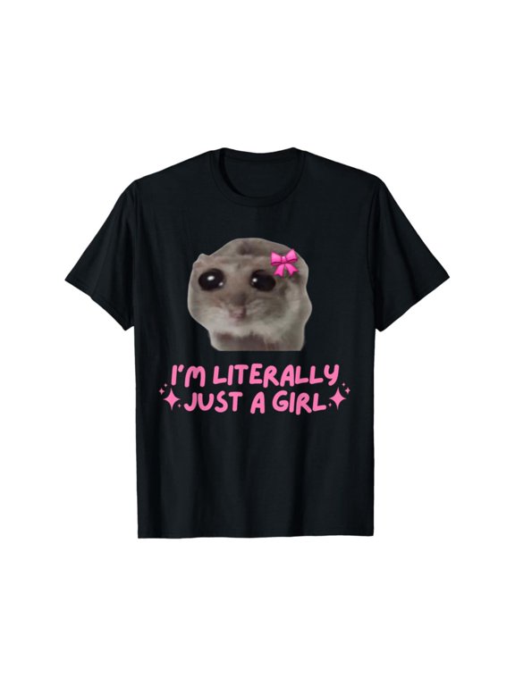 Funny Graphic Tee,Tops Has"I AM LITERALLY JUST A GIRL"Cute Cat Print,Casual Round Neck Regular Fit T-shirts, Size(S-5XL)