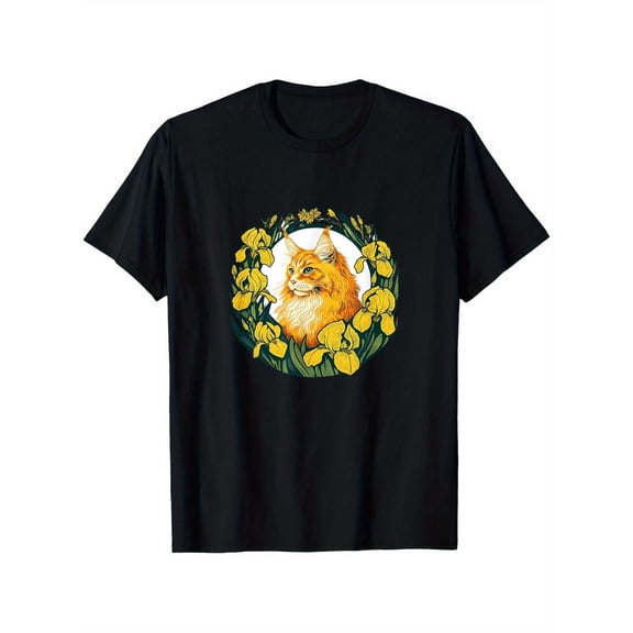Funny Graphic Tee,Tops Has Maine Coon Graphic,Casual Round Neck Regular Fit T-shirts, Size(S-5XL)