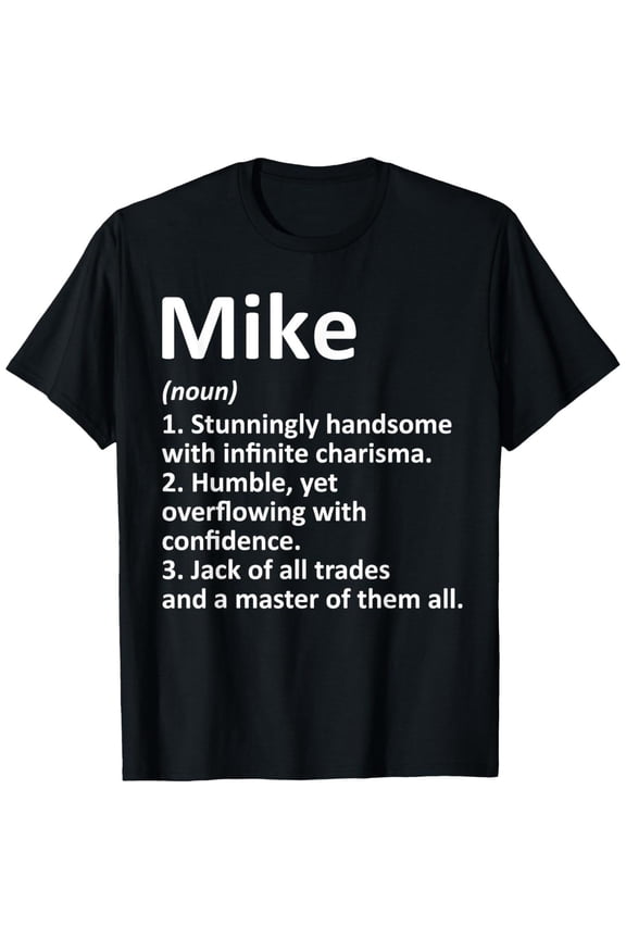 Funny Graphic Tee,Tops Has"Mike"Letter Pattern,Round Neck Regular Fit T-shirts, Size(S-5XL)