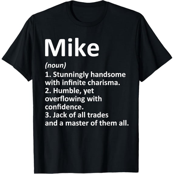 Funny Graphic Tee,Tops Has"Mike"Letter Pattern,Round Neck Regular Fit T-shirts, Size(S-5XL)