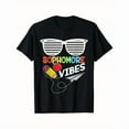 thumbnail image 1 of Funny Graphic Tee,Tops Has"Sophomore Vibes"Text With Paper Planes And Glasses Pattern,Round Neck Regular Fit T-shirts, Size(S-5XL), 1 of 5
