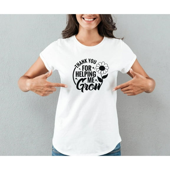 Funny Graphic Tee,Tops Has"Thank You For Helping Me"Letter Print,Round Neck Regular Fit T-shirts, Size(S-5XL)