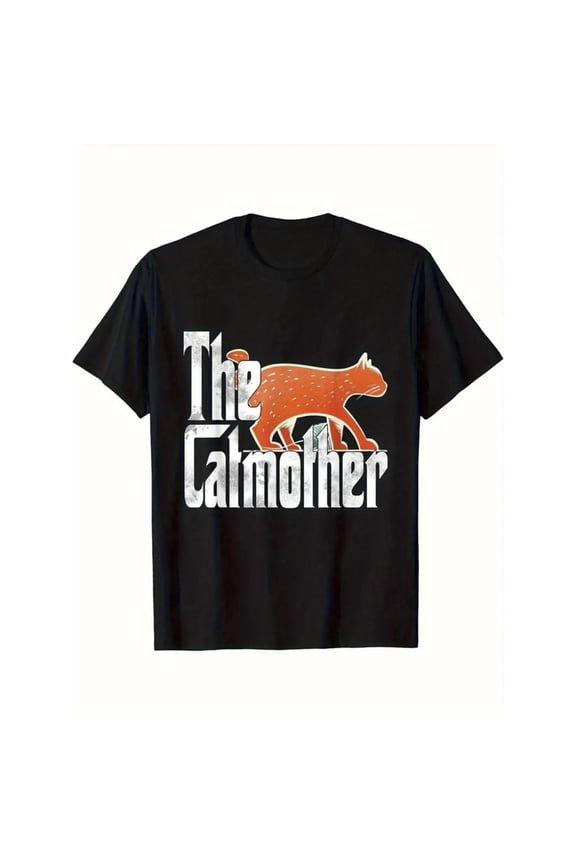 Funny Graphic Tee,Tops Has"The Catmother"Cat Mom Graphic,Round Neck Regular Fit T-shirts, Size(S-5XL)