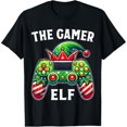 thumbnail image 1 of Funny Graphic Tee,Tops Has"The Gamer Elf"Text With Christmas-Themed Game Consoles Pattern,Round Neck Regular Fit T-shirts, Size(S-5XL), 1 of 5