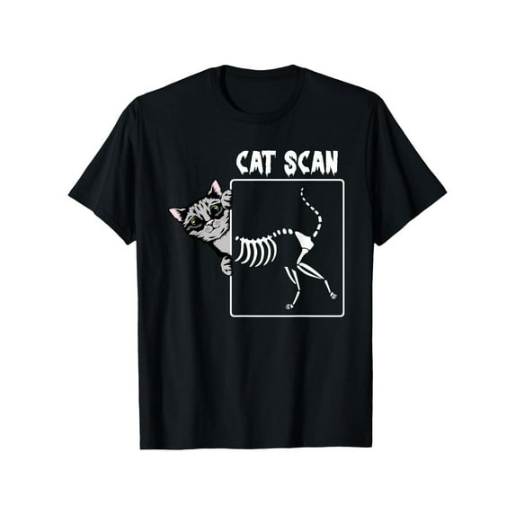 Funny Graphic Tee,Tops Has X-Ray Scan Cat Pattern,Round Neck Regular Fit T-shirts, Size(S-5XL)