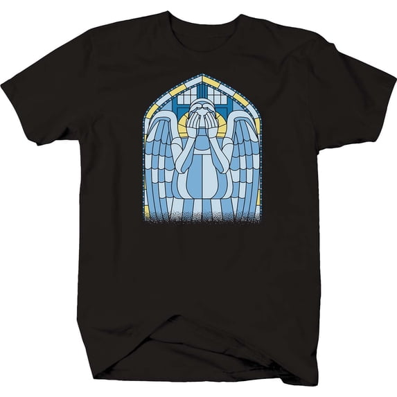 Funny Graphic Tee Weeping Angel Shirt Large Black
