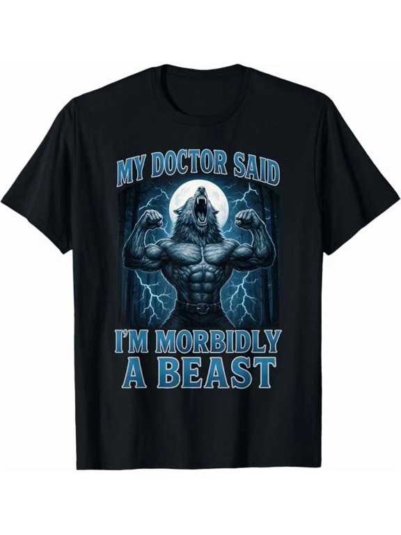 Funny Graphic Tee for Men Women Teens Alpha Wolf Beast Meme T-Shirt
