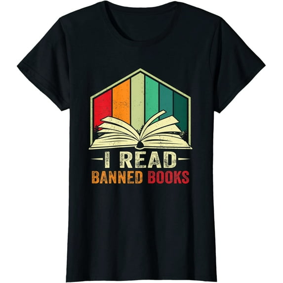 Funny Graphic Tshirt for Women I Read Banned Books Freedom Reader Nerd Casual Short-sleeved Tops Black 2X-Large