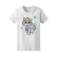 thumbnail image 1 of Funny Gray Kitten Princess T-Shirt Women -Image by Shutterstock, Female Small, 1 of 2