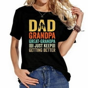 Funny Great Grandpa Promoted Grandad Fathers Day G Women's Summer Graphic Tee, Comfortable Short Sleeve Shirt with Unique Design