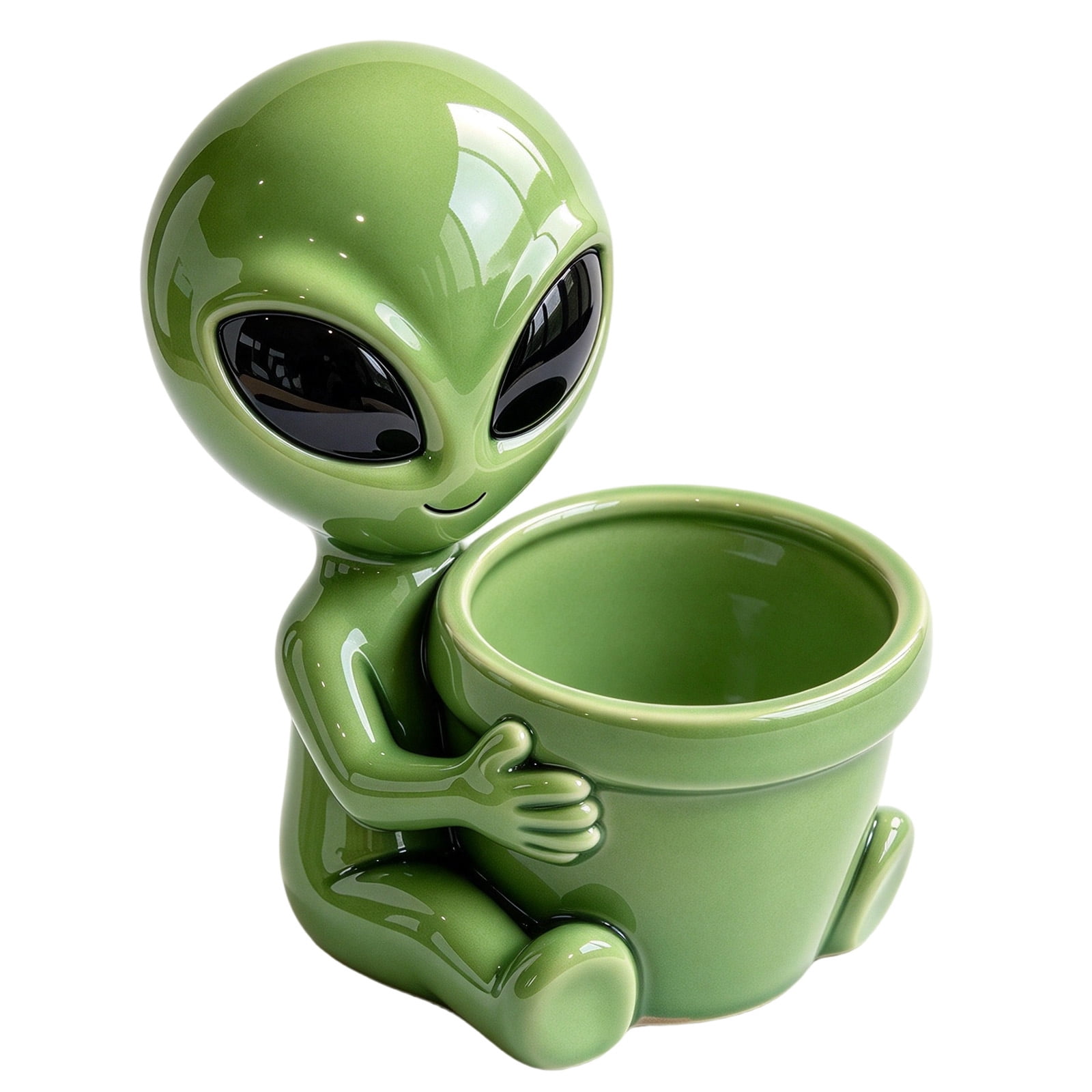 Funny Green Alien Planter Resin Tabletop Pot For Indoor Garden ...