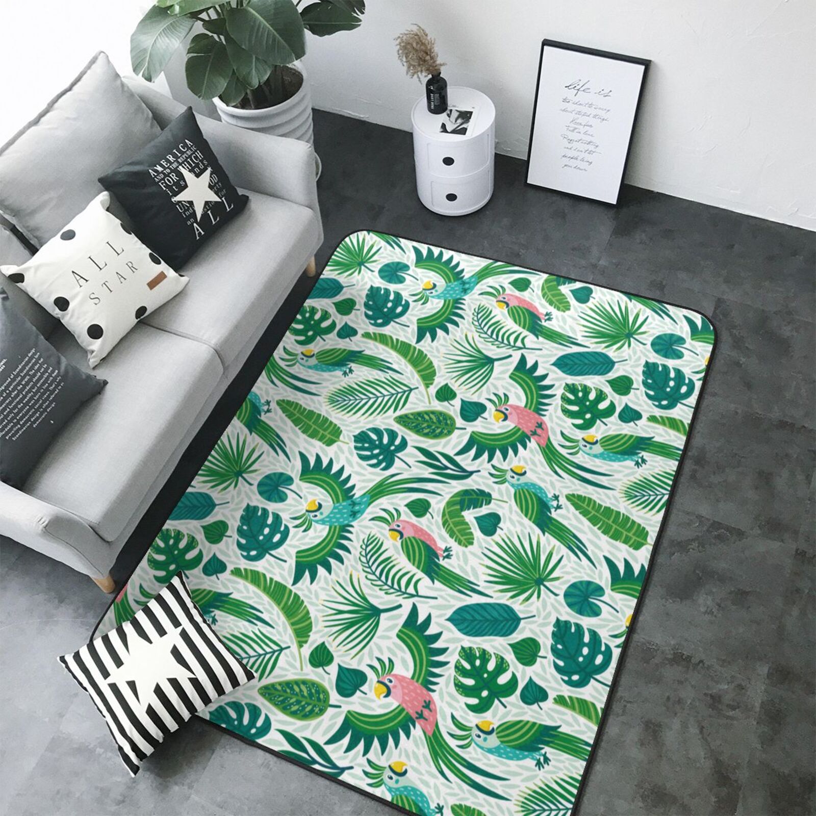 Parros Rugs Funny Green Cartoon Cute Parrot Area Rugs for Living Room Bedroom, 5x7 ...
