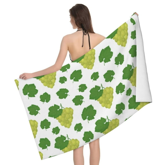 Funny Green Grape Green Bath Towel, Highly Absorbent towels for bathroom Quick Drying Microfiber Bath Towels for Body, Soft Shower Towels for Sport, Yoga, SPA, Gym 27x55in