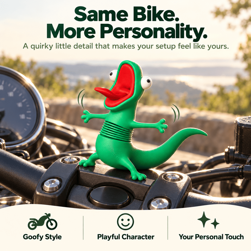 Funny Green Lizard Motorcycle Ride Buddy,Handlebar Dancing Toy for ...