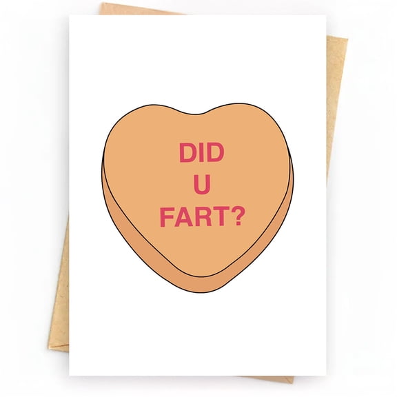 Funny Greeting Card "Did U Fart?" Humorous Heart-Shaped Design Blank Inside with Envelope Perfect for Birthdays, Pranks, or Just Because!