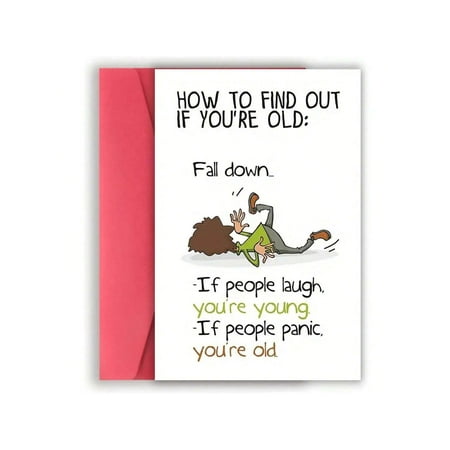 Funny Greeting Card – "How to Find Out If You're Old" Humorous Card with Envelope – Perfect for Birthdays, Retirement, or Just for Laughs