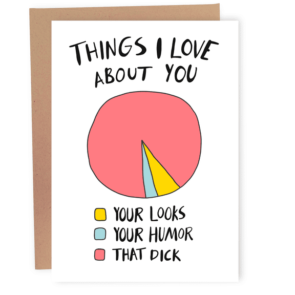 Funny Greeting Card - "Things I Love About You" Pie Chart Design - Perfect for Birthdays, Anniversaries, or Just Because - Envelope Included