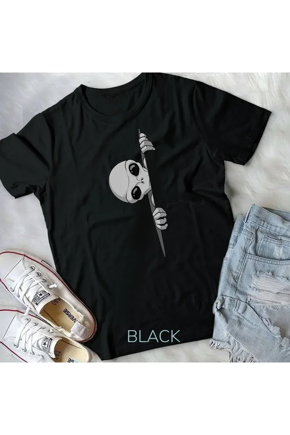 Funny Grey Alien Area 51 Ufo Peaking Zeta Reticuli Unisex Tshirt