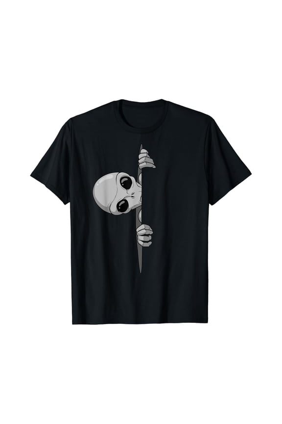 Funny Grey Alien Ufo Peaking Zeta Reticuli T-shirt