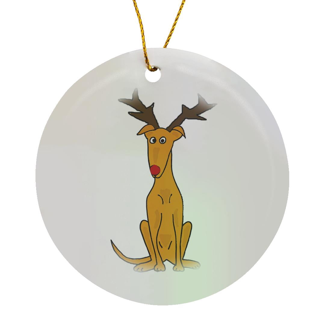 3drose, Funny Greyhound Dog Dressed as Rudolph Red Nosed Reindeer ...