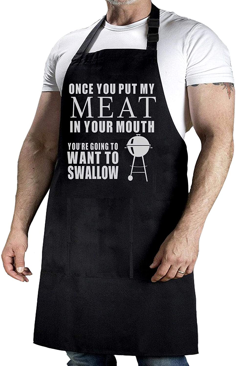 Funny Grilling Apron for Men Meat Your Mouth One Size Fits All